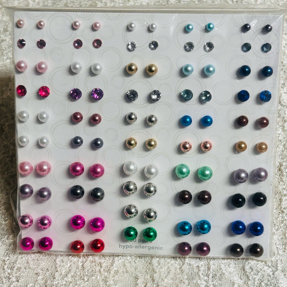 50 pairs of hypoallergenic earrings